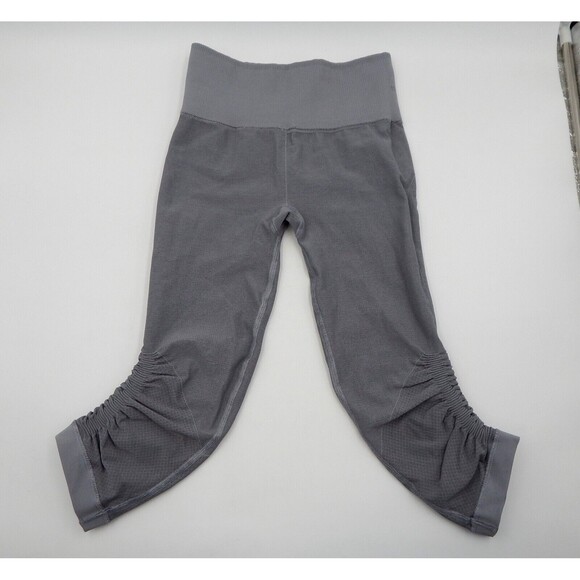 Lululemon In The Flow Crop Leggings Women's Gray Ruched Leg Capri Sz 4 - Picture 7 of 9